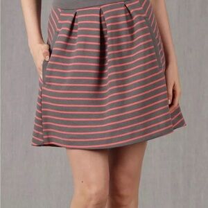 Boden Lexington A-Line Skirt - Gray/Coral Stripe - US 8R - NWOT - Pockets!